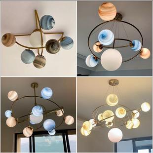 孩地球星灯球吊灯儿童房男卧室顶创意425个客厅房间太空星际星吸