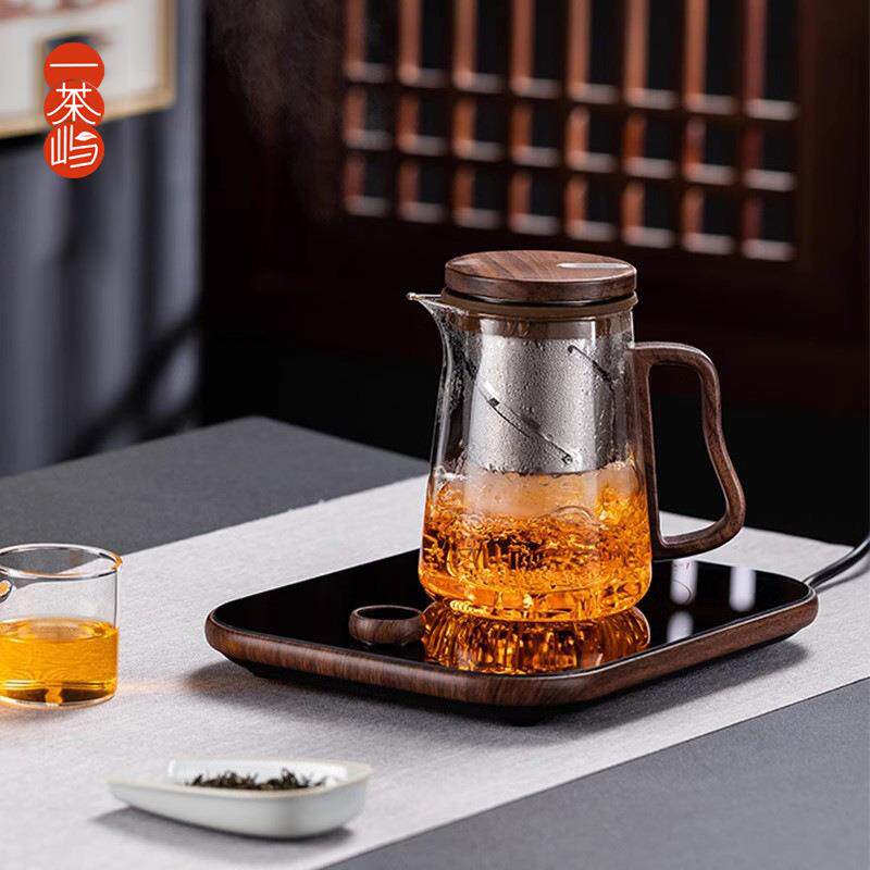 高端顶壶磁吸升降内胆飘逸杯全玻璃泡茶壶一键茶水分离大容量茶杯