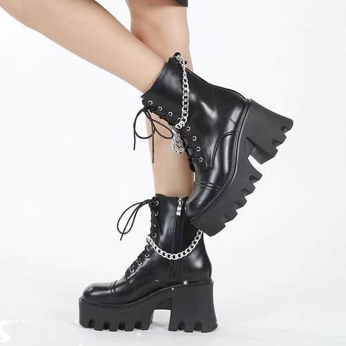 punk women martin boots leather boots big size 43朋克女短靴