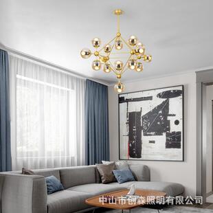 北欧风格 简约后现代客厅餐厅设计师玻璃球工业风魔豆吊灯网红吊灯