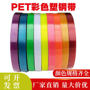 带 PET塑钢彩色打包带塑胶带编织带条黄红蓝绿紫白绿手工透明包装