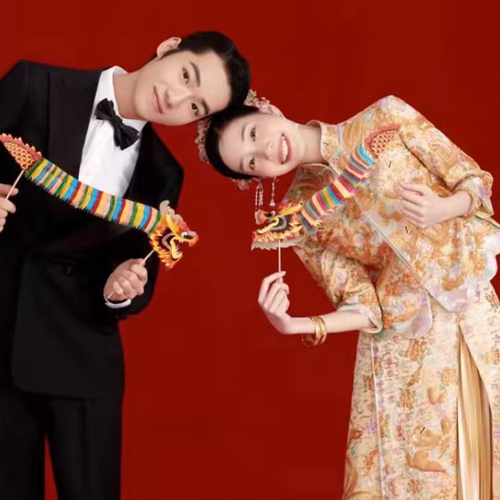 接亲道具结婚龙头堵门结婚游戏道具创意剪纸结婚布置用品舞拉龙狮