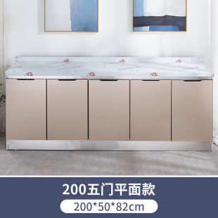 整体厨柜灶台柜储物柜简易水池柜 家用一体简易橱柜玻璃门灶台柜