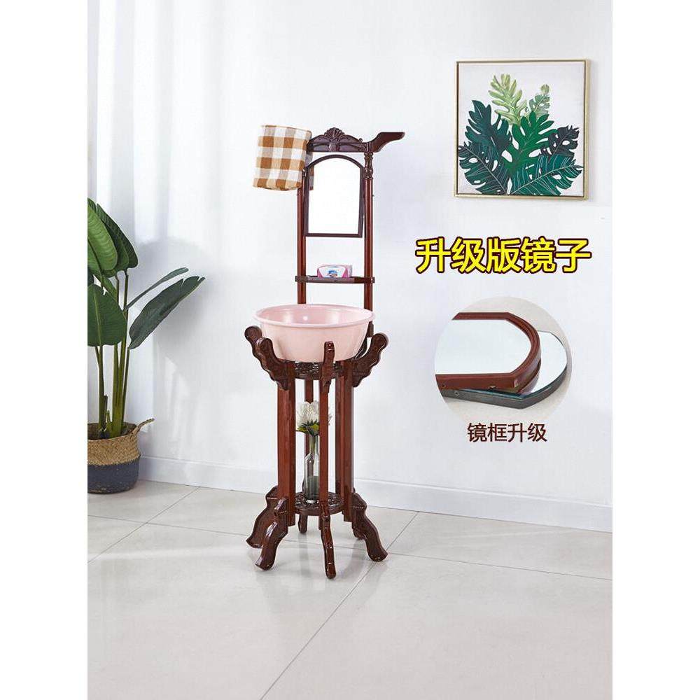 洗脸架子落地家用架脸盆架落地欧式家用木质盆子洗手宿舍阳台