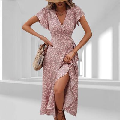 Womens Slim Fit Dress Leaf Sleeves Design Inner Temperament