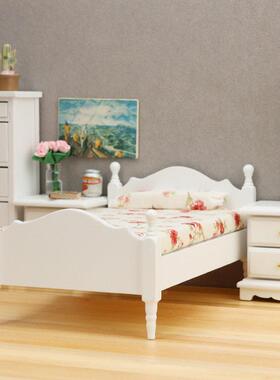 1:12娃娃屋dollhouse迷你家具模型卧室场景微缩家具模型人床