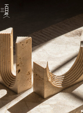 侘寂风抽象几何黄洞石粗糙艺术装饰品摆设客厅复古小众高级感摆件