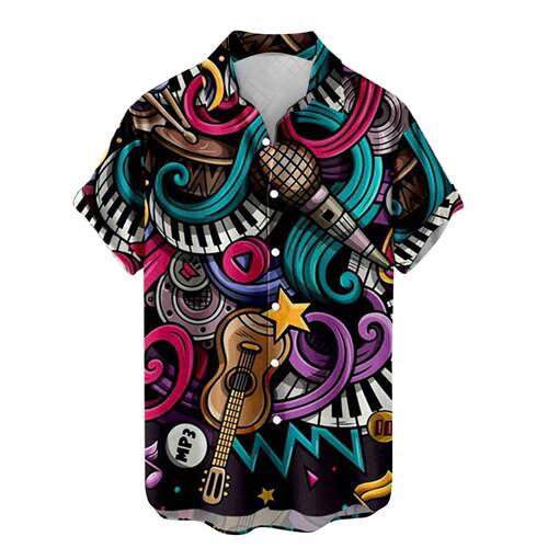 Men Regular Geometric Line Print Sleeve Shirt Casual Comfy