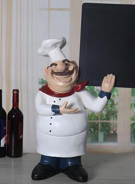 欧式的大号树脂玻璃钢厨师留言板餐厅酒店店铺门口装饰品摆件