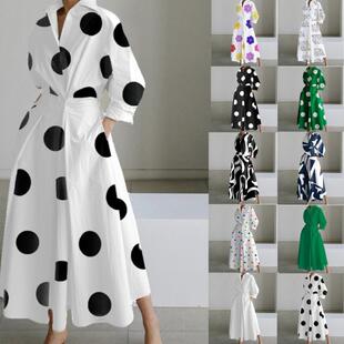 Women's Plain Color Basic Minimalist Aesthetic Dress  Button