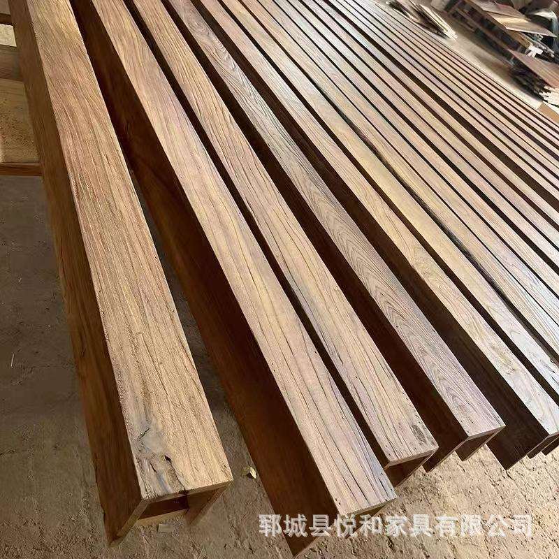老榆木假梁装饰吊顶原木复古餐厅风化天花墙柱民宿空心梁方装饰梁