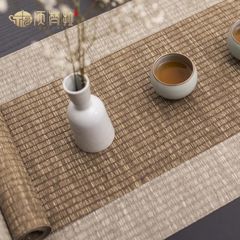 形相草编防水茶席新中式禅意桌旗竹席茶道茶旗茶垫日式茶桌垫套装