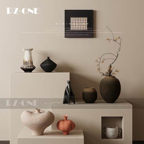 Rzone 设计师款陶瓷花瓶侘寂风酒店民宿中古小众艺术软装饰品摆件