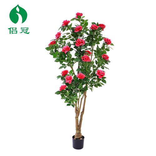 假玫瑰花月季仿真绿植景观造景装饰室内商场酒店创意摆件客厅落地