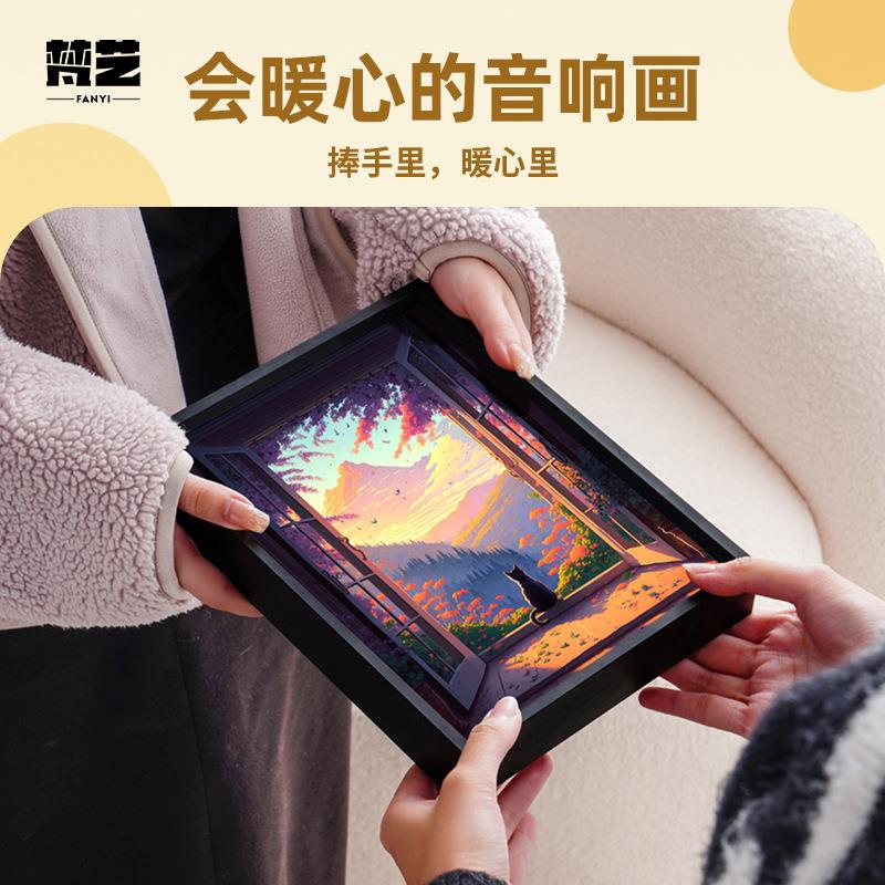 灯光音响现代ZSH-YX-0简画约摆卡通风景恋爱念纪装饰件画萌小猫家