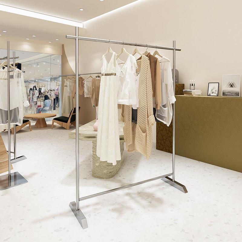 不锈钢服装店展示架简约落地式挂衣架男女童装店货架陈列道具衣架