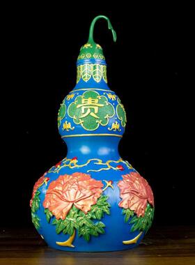 彩铜开盖葫芦摆件富贵玉堂家居工艺装饰品摆件吉祥富贵铜葫芦摆件