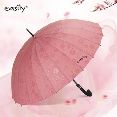 正品日本樱花easily创意长柄伞开雨伞24骨抗遇水花直杆女晴风雨两