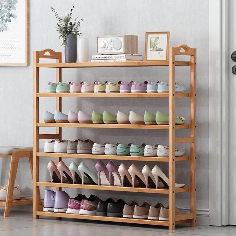 鞋架子简易多层家用防尘鞋架鞋柜楠竹头门口组装收纳置物架