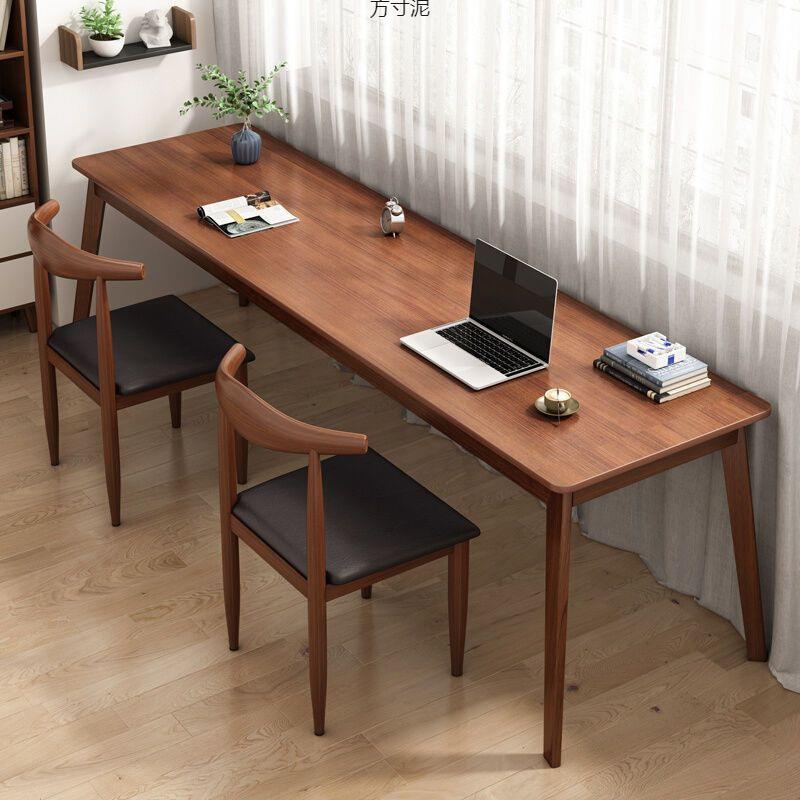 长条桌子墙窄桌子长工方实形办公靠桌双人书桌家用电脑桌木IEC腿
