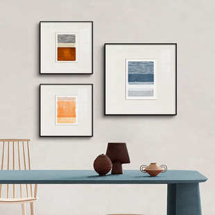 流觞 现代极简风艺术餐厅装饰画蓝橙色北欧抽象客厅画背景墙挂画