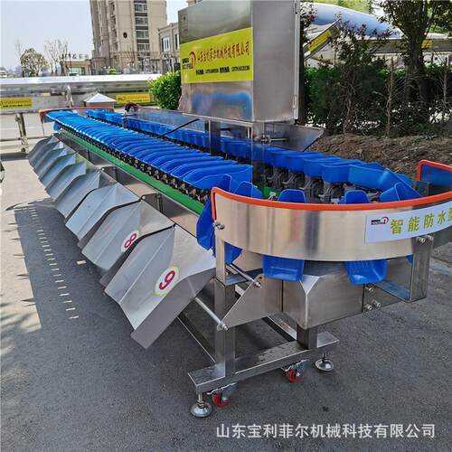 重量分选机料盒式托盘式翻斗式自动称重鸡爪海鲜选别秤智能分选