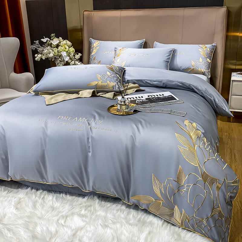 正品200支新疆奢长绒品棉四件套全棉庆纯棉刺绣被套婚轻风裸睡床