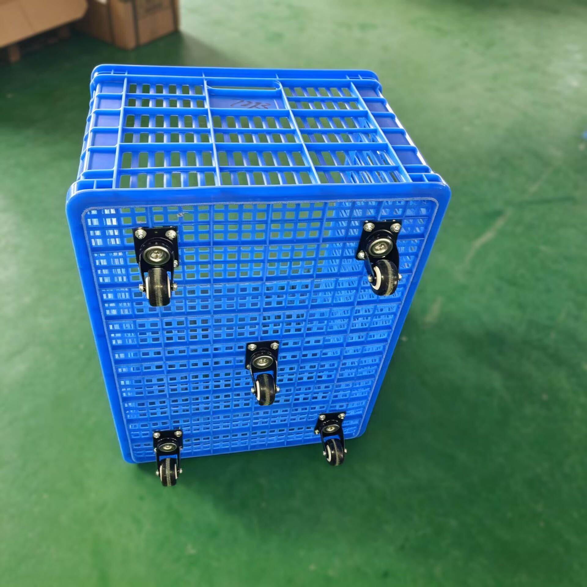 带轮子塑料筐万向轮长方形镂空周转箱大容量服装厂收纳筐有滑轮