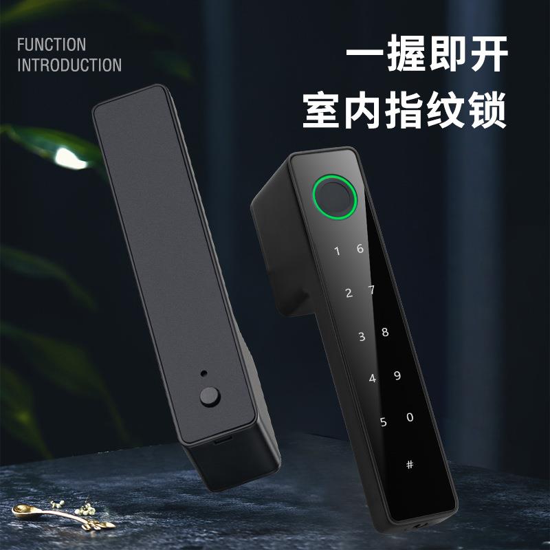 生态门指纹锁把手家用大门门锁木门密码锁指纹锁单把防盗智能锁