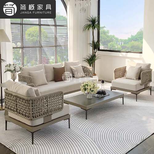 户外沙发庭院防水藤编别墅花园酒店室外休闲露台沙发藤编家俱组合