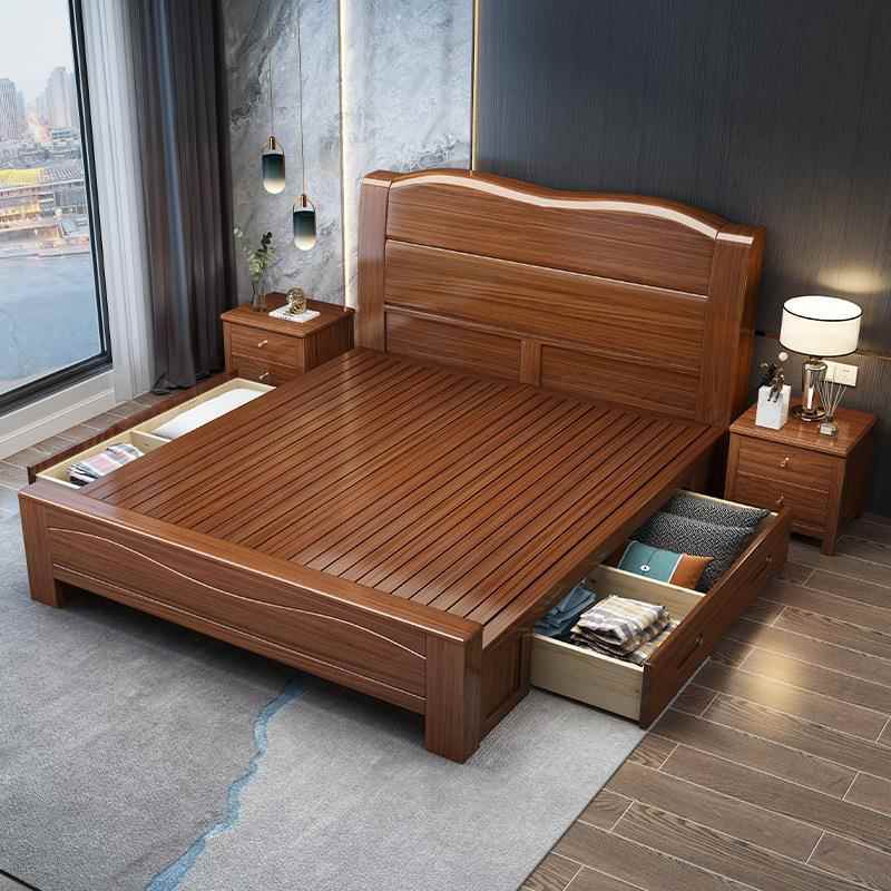 胡桃实木床1卧.8米双床中人式现代木简121#-1约厂家直销1.5米储物