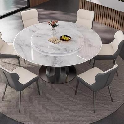 超晶石餐桌椅组合微晶石饭桌家用大理石圆桌意式极简岩板桌子奢石