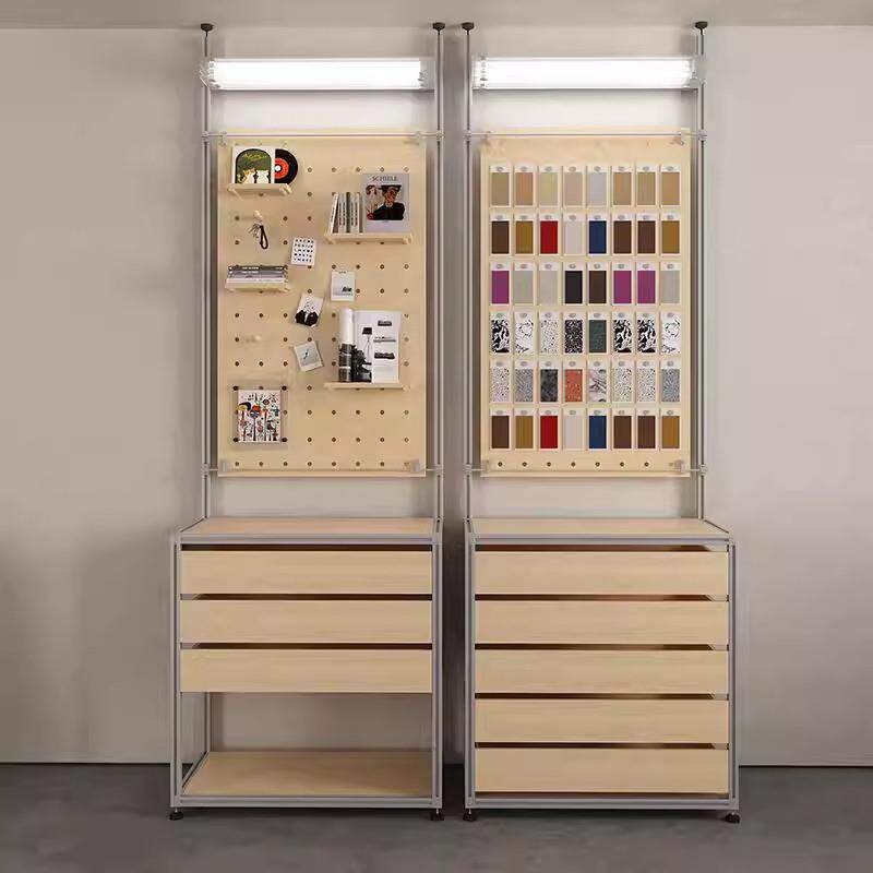 展示柜货柜桦木铝型材陈列柜带抽屉收纳柜家居用品海洋板展示架