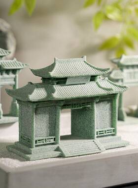 青砂石盆景造景摆创件意微景观大坊牌摆设假山流水GRD装饰门小配