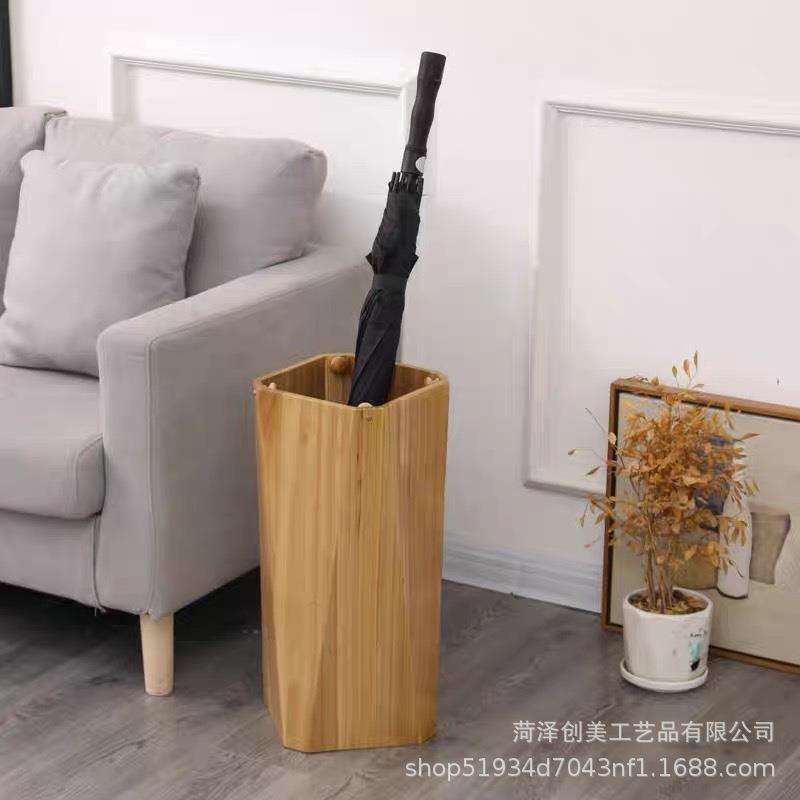 创意简约雨伞桶办公放伞筒创意几何高端雨伞收纳架家用实木雨伞架