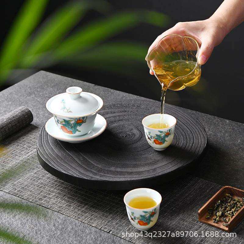 寂刹风碳化木干泡小茶盘厂家直销茶室空间茶具实木干泡炭烧茶台