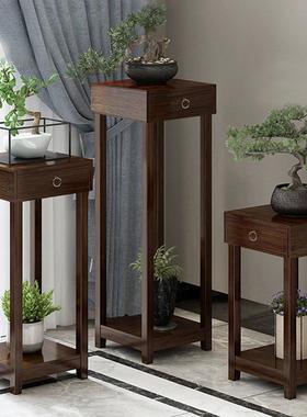 中式木地艺多层TUN花架绿萝地吊兰阳台架子花面客厅室内落花盆置