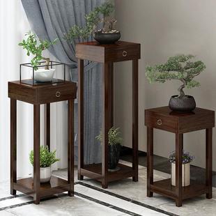 中式 木地艺多层TUN花架绿萝地吊兰阳台架子花面客厅室内落花盆置