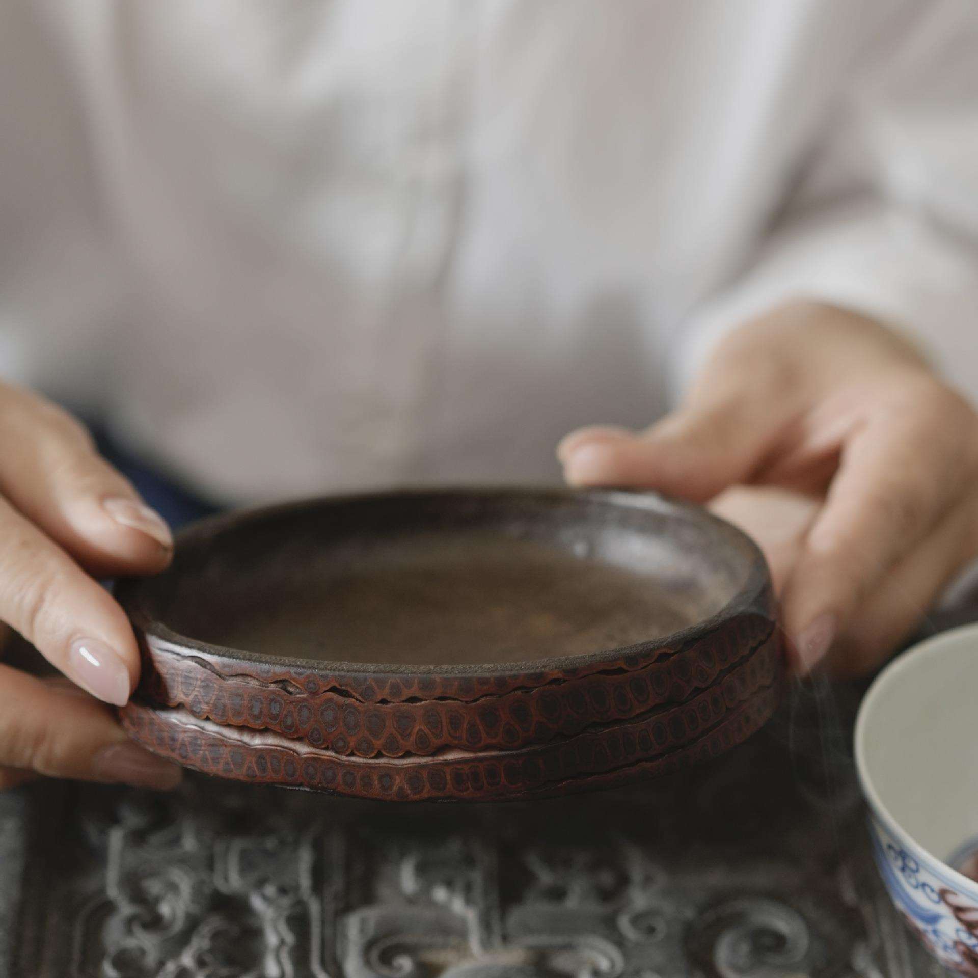 老竹根壶承 茶台竹节小托盘大漆竹茶杯垫壶垫水盂