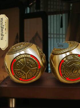 黄铜手球六面转转手握球纯铜健身球手球手心球老年人保健球手把件