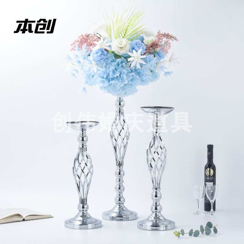 婚庆道具金色路引婚礼装饰烛台花瓶摆件酒店迎宾客厅餐桌插花花器