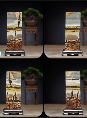 各种中国画石草花石方柱奇石印17.5*6*6cm方形财富家风水摆件X