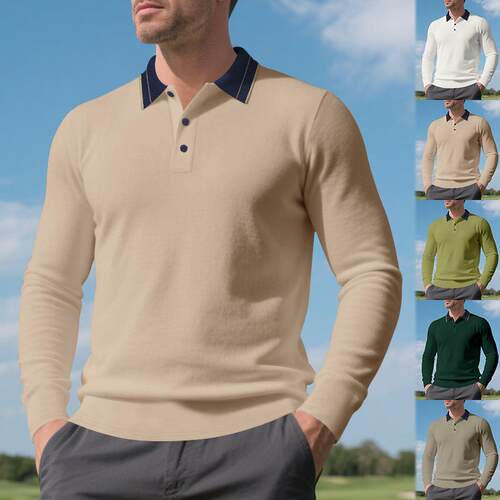 Zhudi men's shirt with a light and mature collar, long