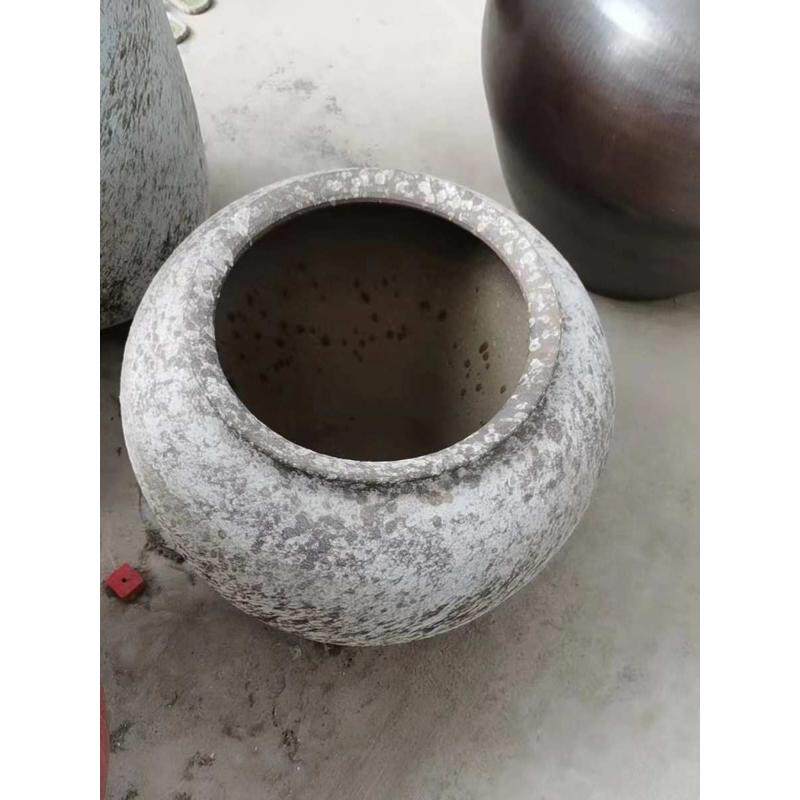 复古粗陶土做旧陶瓷花瓶落地大号花盆景观摆件禅意干支陶罐工艺品