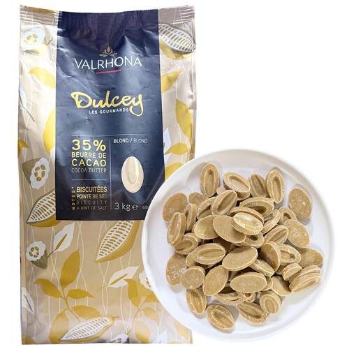 法国进口Valrhona法芙娜35%度思巧克力豆币纯可可脂巧克力100g