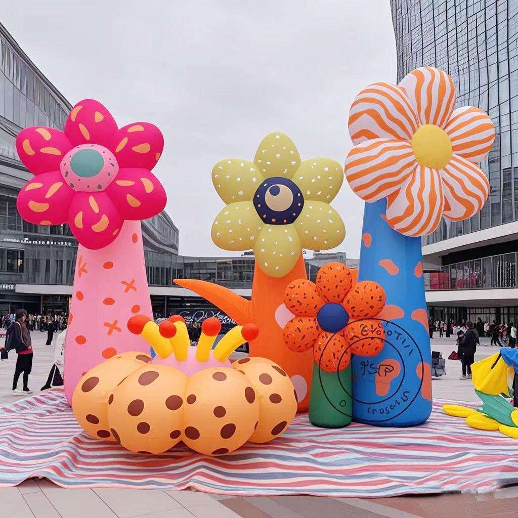 充气大型花朵仿真花卉卡通商场户外美陈模型发光蘑菇莲花装饰气模