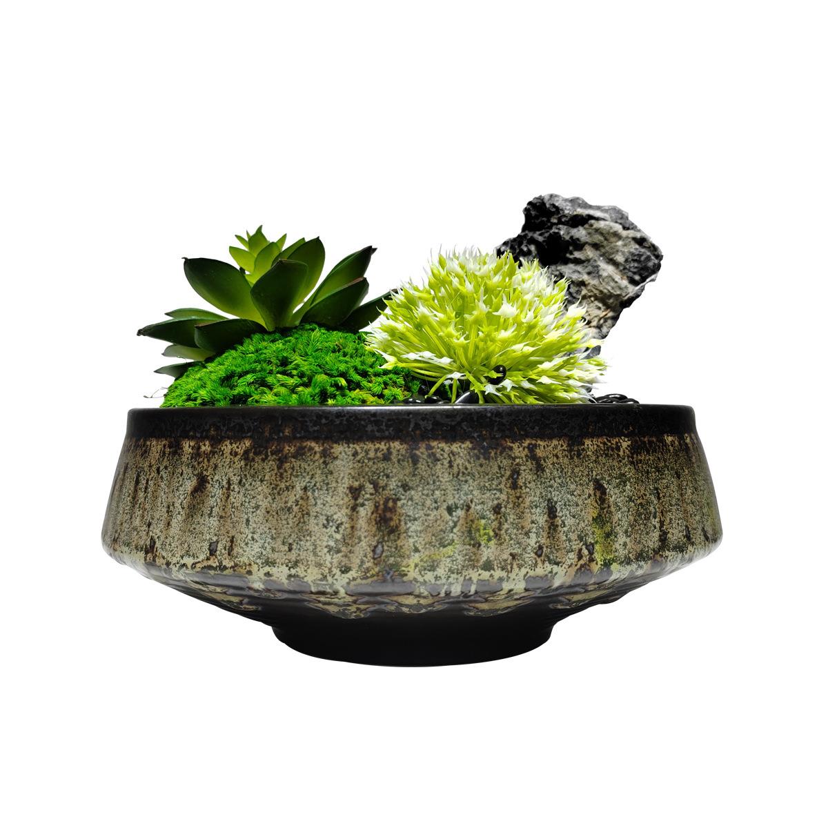 新中式禅意绿植小景观摆件家居客厅工艺品创意高端会所玄关装饰品