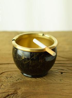 灰黄铜烟品缸宫缸小家用客厅办公室复古国潮金属创意高51718档精