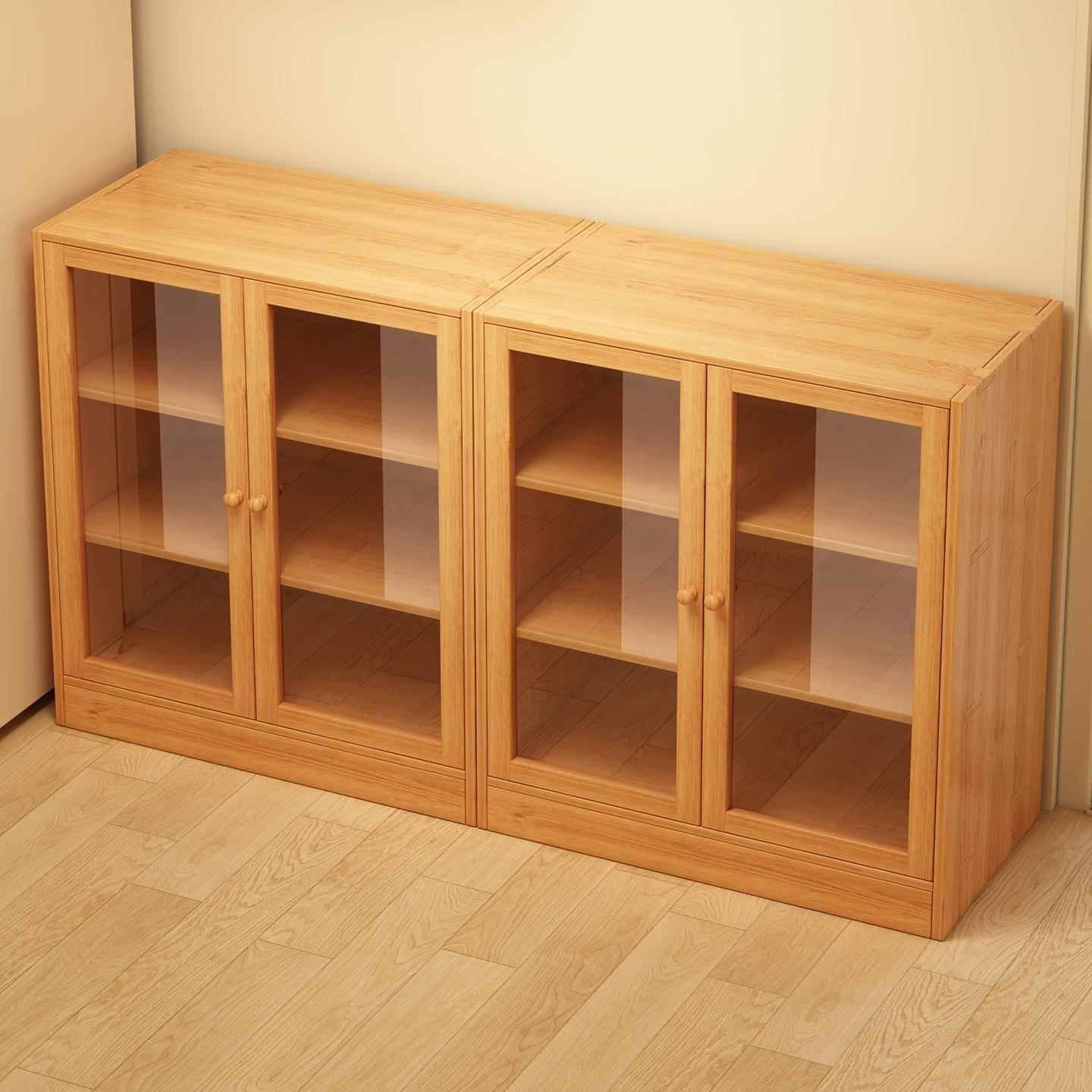 严选实木书柜储物柜一体客厅餐边柜简易收纳书架置物架组合落地矮