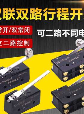 双联行程微动开关独立2两路双极双投两常开两常闭限位DZ-10GW2-B
